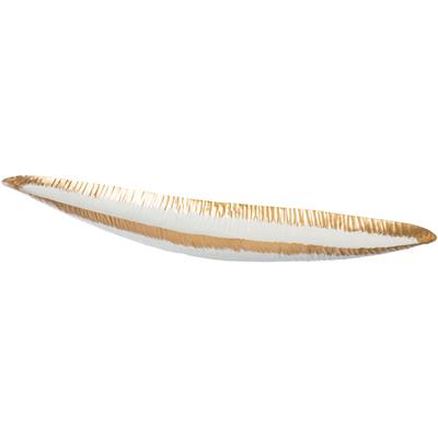 Dekoschale CREATIV DECO "AGNES Weihnachtsdeko", gold (weiß, goldfarben), B:86cm H:8cm T:16,00cm, Metall, Dekoschalen, mit Gold-Akzent Image