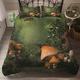 Meiju Duvet Cover Set 3D Mushroom Bedding Duvet Cover with Pillowcases for Double King Single Bed Microfiber 3pcs Boys GirlsBedroom Duvet Set (220x260cm,Forest mushroom)
