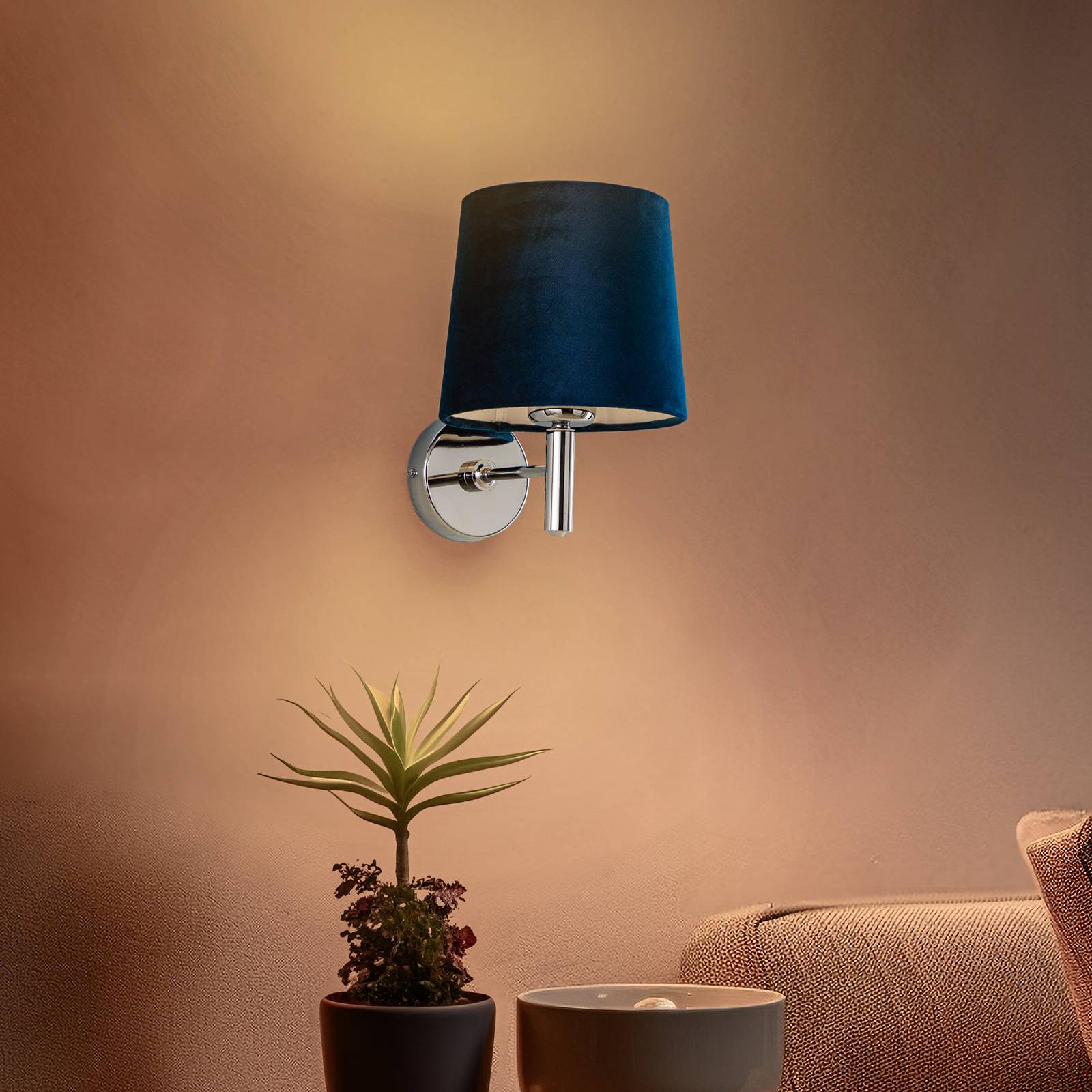 Wandlampe Bono Argon, dimmbar, chrom / silber, für Wohn- / Esszimmer, Metall, Wandleuchte, Wandlampe Innen