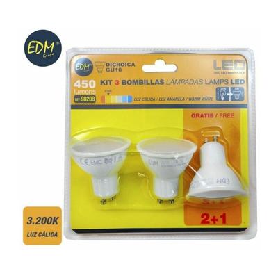 EDM - Kit 3 LED-Lampen gu10 5w 3200k warmes Licht Öffnung 120º 98208