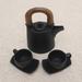 Novica Handmade Midnight Cup Ceramic And Teak Wood Tea Set (5 Pcs)