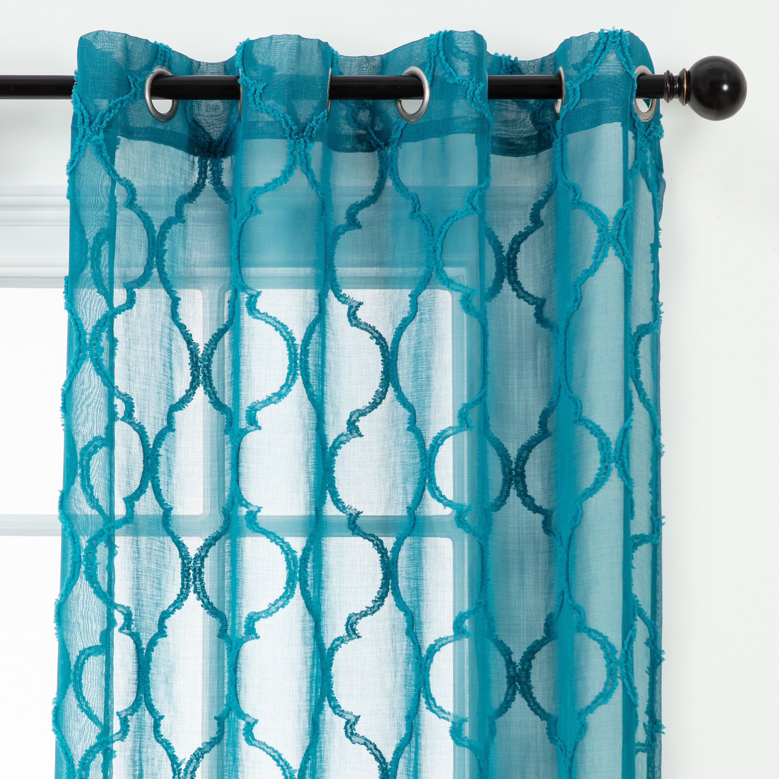 Chanasya Moroccan Textured Sheer Window Curtain Grommet Panel Pair (Set of 2)