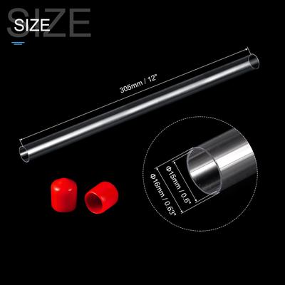 Clear Rigid Tube Plastic Tubing with Red Cap 15mmx16mm/0.6