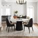 Modern Round White Dining Table，Sintered Stone Tabletop, Solid Black Carbon Steel Base