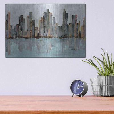 Red Barrel Studio® Second City II by Jarman Fagalde - Unframed Painting on Metal in Gray | 12 H x 16 W x 0.13 D in | Wayfair
