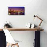 Latitude Run® Chicago Dusk Full Skyline by Mike Jones - Wrapped Canvas Print Canvas in Indigo | 12 H x 24 W x 0.75 D in | Wayfair