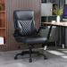 Inbox Zero Kheyla Faux Home Office Executive Chair, w/ Flip-up Armrest & Lumbar Support Upholstered in Black | 41.7 H x 28.3 W x 18.1 D in | Wayfair