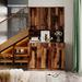Latitude Run® 70.87" Tall Wardrobe & Kitchen Cabinet, w/ 6-Doors, 1-Open Shelves & 1-Drawer Wood in Brown | 70.86 H x 39.37 W x 9.84 D in | Wayfair