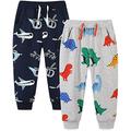 CM-Kid Hose Jungen Jogginghose Kinder Sweathose Lang Pants Kordelzug Trousers 2er Pack 2 3 Jahre Flugzeug Dinosaurier Gr.98