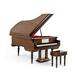 Sophisticated 18 Note Miniature Musical Hi-Gloss Brown Grand Piano with Bench - Music Box Dancer