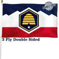 DANF Double Sided New Utah State Flag 3x5 ft Heavy Duty 3 Ply Durable Polyester UT Flag with Vibrant Print/4 Rows Hemming/Brass Grommets