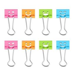 NUOLUX 40pcs Binder Clips Smile Face File Paper Clip for Home School Office (Mixed Color)