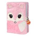 ParkistStar Plush Fox Diary Pink Girls Diary with Lock Kid Diary Kids Journal Notebook Set with Lock 80 Lined Sheet School Birthday Gift A5