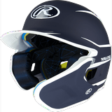 Rawlings 2022 Mach Adjust Baseball Batting Helmet With Jaw Guard Junior Matte Navy/Matte White