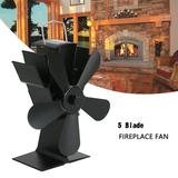 5 Blades Heat Powered Stove Fan Wood Log Burner Fireplace Fuel Saving Eco