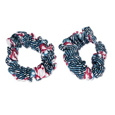 Dream,'Pair of Multicolor Scrunchies Handmade with Cotton in Ghana'