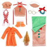 Elf Doll Clothes Accessories Include Costume Hammock Sleeping Bag Set Mini Props Elf Christmas Hat Elf Clothes and Accessories Present for Kids with Gift Box