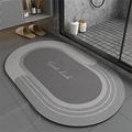 Heeboode Bath Mat, Bathroom Mat, Bath Mat Non Slip, Bath Mats, Door Mat, Shower Mat Non Slip Anti Mould Bath Mat, Rubber Bath Mat, Bathmat, Bathroom Rug, Floor Mats, Shower Mats Grey Oval-60x100cm