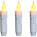 Flickering Taper Candles - LED Drip Flameless Battery Operated with Timer White Set of 3 4-3/4 Inch