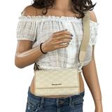 Michael Kors Bags | Michael Kors Jet Set Lg Zip Around Wallet Crossbody Bag Mk Glitter Gold Natural | Color: Cream/Gold | Size: Os