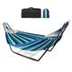 Hammock with Stand, Double 2 person Hammock with Frame Steel Stand Indoor Outdoor Garden Camping Chair Swing 330lbs Load for Adult Beach Travel with Portable Carry Bag (Blue with Balance Beam)