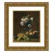 Henri Fantin-Latour 20x23 Gold Ornate Framed and Double Matted Museum Art Print Titled - Still Life; Vase of Roses Peaches and Grapes (1894)
