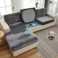 2022 Universal Sofa Cover Stretch Velvet Couch Cushion Slipcovers Replacement Anti-Slip L-Shape Sofa Covers Chaise Lounge Sofa Slipcover (Grey 1-Seater Cushion Cover)