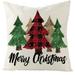 Christmas Pillow Cover Linen Hand-painted Home Santa Claus Elk Pillow Cover Sofa Cushion Cover