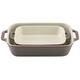 STAUB Ceramique 2-Piece Rectangular Oven Dish Set, Antique Grey, Ceramic, 2-Piece (20 x 16 cm & 27 x 20 cm)