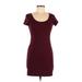 H&M Casual Dress - Bodycon Scoop Neck Short sleeves: Burgundy Print Dresses - Women's Size Small