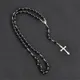 Collier chapelet catholique plaqué argent bijoux religieux cristal noir perles de prière Nina