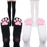 Print Stockings Strip Over Knee Socks Thigh High Socks Pink Thigh High Socks Cute Cat Paw Pad Woman
