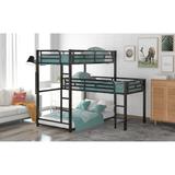 L-Shaped Triple Bunk Bed, Metal Triple Twin Size Bunk Bedframe with Ladder & Safety Full-Length Guardrails for Kids Teens Adults