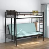 Twin Over Full Metal Bunk Bed, Multi-Function Bunk Bedframe Converts into Futon for Kids, Bedroom, No Spring Box Required