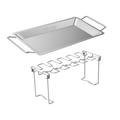 Folding Wing Holder Rack Grill Stand Roasting BBQ Stainless Steel Outdoor Grill with Drip Tray for Grill or Oven