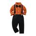 TAIAOJING Baby Boys Clothes Dress Shirt with Bowtie + Suspender Pants Toddler Long Sleeve T Shirt Tops Pants Child Kids Gentleman Outfits Fall Outfits 6-7 Years