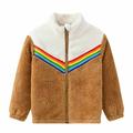 YYDGH Girls Zipper Jacket Fuzzy Sweatshirt Long Sleeve Casual Cozy Fleece Sherpa Outwear Coat Full-Zip Rainbow Jackets(Khaki 3-4 Years)