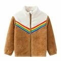 YYDGH Girls Zipper Jacket Fuzzy Sweatshirt Long Sleeve Casual Cozy Fleece Sherpa Outwear Coat Full-Zip Rainbow Jackets(Khaki 7-8 Years)
