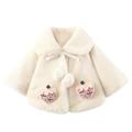 Efsteb Infant Toddler Baby Girls Cute Winter Warm Thick Faux Fur Cardigan Cloak Outerwear Coat with Bow Pom-pom Balls White 2-3 Years