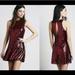 Free People Dresses | Free People Red Sequin High Neck Open Back Mini Dress Size Medium | Color: Red | Size: M