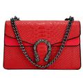 Aiqudou Damen 001 Schulter-Handtaschen, Rot/Ausflug, einfarbig (Getaway Solids)