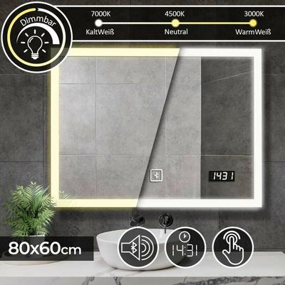 Nova - Aquamarin® Badspiegel mit led Beleuchtung - 80 x 60 cm, eek a++, Touchschalter, Dimmbar 3in1 Image