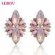 LUBOV-Boucles d'oreilles à tige en pierre d'opale pour femmes Boucles d'oreilles en cristal Or