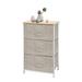 3-tier Vertical Dresser Storage Tower - Sturdy Steel Frame, Wood Top, Easy Pull Fabric Bins