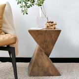 Indoor Lightweight Concrete Accent Table - Natural Wood