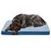 FurHaven Pet Products Two-Tone Fur & Suede Deluxe Full Support Pet Bed for Dogs & Cats - Marine Blue Large
