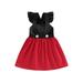 AmShibel Baby Girls Princess Dress Valentine s Day Dress Contrast Color Flying Sleeves Summer Dress Casual Holiday Party Wear