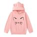 KIMI BEAR Toddler Girls Hoodie 4T Toddler Girls Autumn Winter Top 5T Toddler Girls Sweet Cartoon Cat Print Hooded Long Sleeve Hoodie Pink