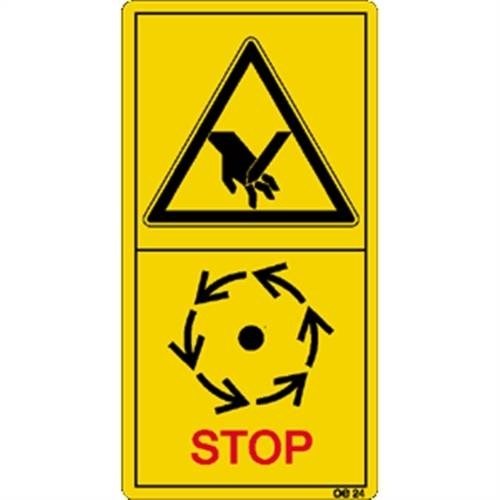 Aufkleber Maschinenteile nur dann berühren, ..., Folie, 35x68 mm, 10 Stück/Bogen Image