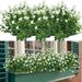 ZOELNIC 8 Bundles Outdoor Artificial Flowers UV Resistant Fake Boxwood Plants Faux Plastic Greenery for Indoor Outside Hanging Plants Garden Porch Window Box Home Wedding Farmhouse Decor (White)